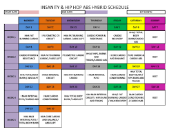 Insanity Hip Hop Abs Hybrid Schedule Hip Hop Abs Cardio