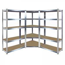 Archive shelving units, file shelving units, office shelving units, cantilever racking units, pallet racking, shelving for bins, shelving for specialised goods. Heavy Duty Galvanised Corner Steel Shelving Unit 1500mm H X 700mm Rear 563mm Front W X 300mm D 150kg Udl 2 Shelving Units 1500mm H X 700mm X 300mm D Racking Solutions