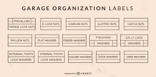 Chalkboard paint is great for creating reusable labels on metal bins, jars, drawers and a ton of other things. Garage Organization Labels Line Art Set Vector Download