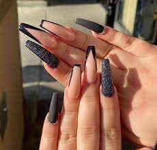 Discovered By Stylemeagainn Find Images And Videos About Black Nails And Black Nails On We Heart It The A Tan Nails Long Acrylic Nails Coffin Acrylic Nails