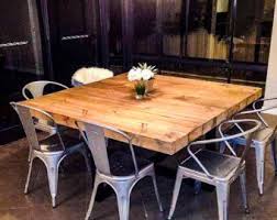 Reclaimed Industrial Chic 6 8 Seater Dining Table Bar Cafe Restaurant Furniture Steel Solid Wood Metal Made To Measure 283 Square Dining Tables Square Dining Table Set Square Kitchen Tables