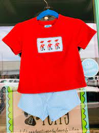 Krewe Boys Ole Miss Smocked Short Set Love A Dog