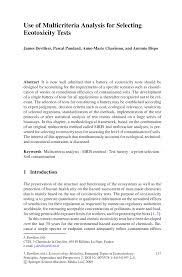 Pdf Use Of Multicriteria Analysis For Selecting Ecotoxicity Tests