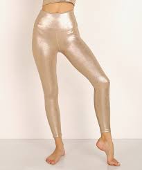 beyond yoga luxe high waisted midi legging matte light gold foil