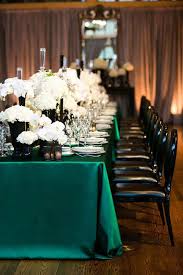 Black And Emerald Green Wedding Dress Glamorous Emerald Black And White Wedding Table With Lamour Boxwood Linens Emerald Wedding Green Themed Wedding Emerald Green Weddings Emerald Wedding