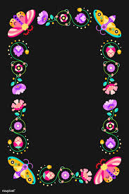 Black Background With Rose Border Flower And Insect Folk Design Element Frame On Black Background Vector Premium Image By Rawpixel Com Manotang Folk Design Diy Graduation Cap Graduation Diy