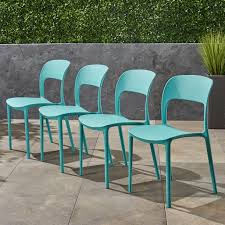 Tatiana Outdoor Plastic Chairs Set Of 4 Teal Walmart Com In 2020 Outdoor Plastic Chairs Plastic Chair Plastic Outdoor Furniture