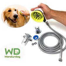 All In One Quality Dog Shower Kit Water Sprayer Brush Rubber Shield 8 Foot Hose Diverter Suction Cup Holder Wash Your D Dog Wash Quality Dog Dog Shower