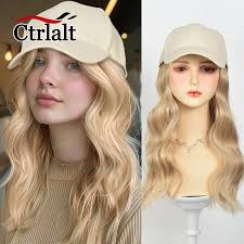 Long Wavy Curly Blonde Wig with Baseball Cap Synthetic Hat Wig Adjustable  Baseball Hat Wig for Women Daily Wear