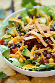 Black Bean Taco Salad With Lime Vinaigrette Taco Salad Recipe Easy Salad Recipes Mexican Food Recipes Food Recipes