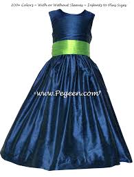 Marine Blue Navy And Apple Green Silk Flower Girl Dresses Green Flower Girl Dresses Flower Girl Dresses Navy Flower Girl Dresses
