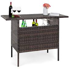 Inspired by the classic french press, the chambord set of 2 coffee glasses in gold enjoys a luxe setting to enjoy your daily coffee and host guests. Best Choice Products Outdoor Patio Wicker Bar Counter Table Backyard Furniture W 2 Steel Shelves And 2 Sets Of Rails Buy Online In Dominica At Dominica Desertcart Com Productid 42476136
