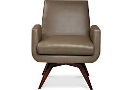 Seat and back cushion are removable for washing. American Leather Marshall Mid Century Modern Swivel Chair With Wood Base Jacksonville Furniture Mart Upholstered Chairs