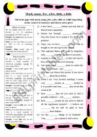 Much Many A Little A Few A Lot Of A Worksheet To Have Additional Practice With Much Many Few A Few Little And A Litt English Grammar Worksheets English Teaching Materials Grammar Worksheets
