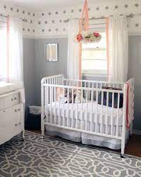 Peach Pink White And Grey Baby Girl Nursery Decorating Ideas With Stars And Vintage Diy Decor Baby Girl Nursery Decor Baby Nursery Decor Nursery Curtains Boy