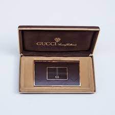 His body opens up and holds more cards w/ a die cut window for our icon to show. Luxury Vintage Gucci Business Card Holder Box 1970 Schlicht Designmobel