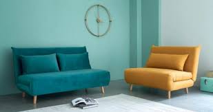 Maison du monde divani 2 posti in vendita in arredamento e casalinghi: Divanetto Trasformabile 2 Posti Blu Petrolio In Velluto Nio Maisons Du Monde