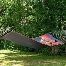 The unique tent frame is made up of a spreader bar and . American Dream Grey Quilted Hammock With Spreader Bar And Cushion