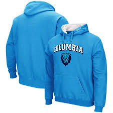 Men S Colosseum Light Blue Columbia University Lions Arch Logo Pullover Hoodie