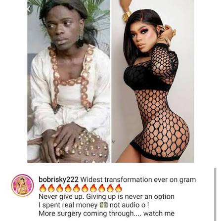 INFORMATION - D'autres opérations à venir — annonce Bobrisky en partageant ses photos avant/après. #informationnigeria