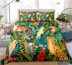 wild animals bedding tropical plants duvet cover set parrot monkey pattern palm leaves quilt cover q tropical bedding patterned bedding sets queen bedding sets
