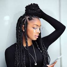Braid thick cornrows on the top of the head and then continue the braids. Braid Hairstyle Black Woman Easy Braid Haristyles