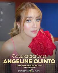 Congratulations Power Diva, Angeline Quinto for winning TAG Music Icon  (Philippines) at the 3rd Annual Tag Awards Chicago 2022! 🏆✨  #TAGAwardsChicago