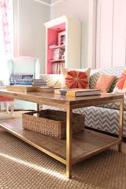For a larger area, a round coffee table or square coffee table can fill empty space and balance out the dimensions of the room. Coffee Table Spray Painted Gold Coffee Table Home Decor Gold Spray Paint