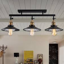 Etorl lighting design is inspired by an ordinary light bulb, sending out an inviting appeal. Vampsky 3 Lights Fashion Vintage Loft Diy Black Iron Ceiling Light Home Deco Mirror Glass Lampshade Metal Semi Flush Mount Ceiling Lamp 3 E27 Edison Bulb Dining Room Ceiling Lamp Chandelier Buy Online In