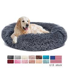 Searching for a washable dog bed? Donut Dog Bed Warm Soft Long Plush Pet Cushion For Samll Large Dog House Cat Calming Bed Washable Pet Sofa Mat Cat Sleeping Bag 80cm Diameter Stop Golden