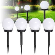 You'll find compact devices you'll attach to a wall of the lights are a bit large for hanging without a good way to secure them. 4x Solar Powered Large Modern Outdoor White Globe Ball Garden Stake Post Lights Ebay