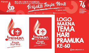 Mulai gambar para pramuka penegak yang sedang bekerja sama, sepasang pramuka penegak, suasana di perkemahan pramuka, hingga gambar tokoh kartun upin dan ipin yang menggunakan seragam pramuka. Logo Tema Dan Makna Hari Pramuka Ke 60 Di Tahun 2021 Semangat News