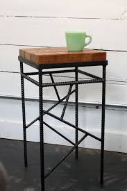 Small Rebar And Salvaged Wood Side Table Metal Furniture Small Metal Table Metal Furniture Design