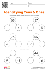 tens ones part whole model worksheets for grade 1 kidpid