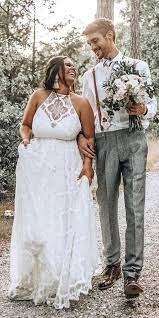 Plus Size Wedding Dresses A Lin Boho Halter Neckline Lace Grace Loves Lace Plus Wedding Dresses Plus Size Wedding Gowns Wedding Dresses Plus Size