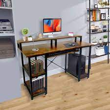 First you will need to buy the parts necessary to build the computer. Buy Computer Desk With Storage Shelves Keyboard Tray Monitor Stand Desk With Bookshelf Easy Assemble Study Table For Home Office Brown Online In Indonesia B08jcp94w2