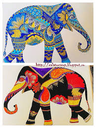 If you enjoy intricate patterns of lovely animals then this is a #coloringbook that you will love. Blue Elephant Red And Black Elephant Animal Kingdom By Millie Marot Animal Kingdom Colouring Book Millie Marotta Animal Kingdom Millie Marotta Coloring Book