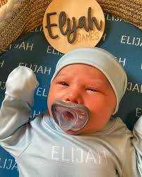 Elijah James 🩵 10/25/23 8 lbs 11 oz 19 inches long We are all so in love  with him🥹🩵 Baby boy's birth stat sign & name sign are from  @harpandtimbrel and his