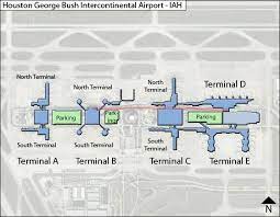 Houston Intercontinental Iah Airport Terminal Map George Bush Intercontinental Airport Map Airport Map