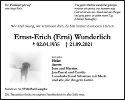 Traueranzeigen von Ernst-Erich Wunderlich