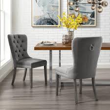 Place it near a window and you will feel as if you are sitting outside on a grassy hill with the breeze flowing through your hair. Inspired Home Nevaeh Grey Velvet Ring Handle Nailhead Dining Chair Set Of 2 Ad88 02gr2 Hd The Home Depot