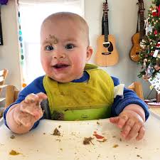 When to use a high chair—Now that he can get into a seated position all by  himself, we started using the high chair for eating. And boy, is he into  it. ☺️