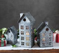 Galvanized Village Houses Christmas Village Houses Tin House Country House Decor