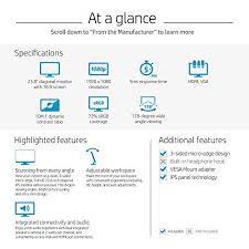 The device looks clean and attractive enough for any environment, and it. Hp 23 8 Inch Fhd Ips Monitor With Tilt Height Adjustment And Built In