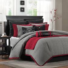 Black And Gray Comforter Set Perfect With Deep Crimson Red Peachskinsheets The Hampton Hill Cambridge Ensemble Features A Classic Menswear Plai Bedroom Red Bedroom Comforter Sets Home