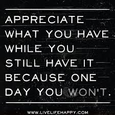 Appreciate What You Have While You Still Have It Because One Day You Won T Wise Quotes Appreciate What You Have Inspirational Quotes