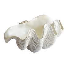 Giant clam shell in a driftwood grey finish. Bespoke Home Giant Clam Shell