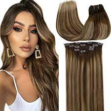 Amazon Com Clip In Human Hair Extensions Laavoo Balayage Hair Clip Hair Extensions 16inch 5pcs 70 Clip In Hair Extensions Balayage Hair Human Hair Extensions