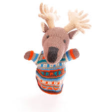 Moose are distinguished by the broad, flat. Hand Knitted Moose Hand Puppet In Organic Cotton Chunkichilli