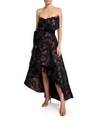 Badgley Mischka Collection Strapless Brocade High Low Cocktail Dress With Big Bow High Low Cocktail Dress Dresses Glamorous Evening Gowns